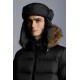 2022 Moncler Marque Kort Dunjacka Herr Fur Hooded Puffer Dunrock Vinterjacka Svart