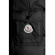 2022 Moncler Marque Kort Dunjacka Herr Fur Hooded Puffer Dunrock Vinterjacka Svart