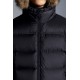 2022 Moncler Marque Kort Dunjacka Herr Fur Hooded Puffer Dunrock Vinterjacka Natt Blå