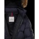 2022 Moncler Marque Kort Dunjacka Herr Fur Hooded Puffer Dunrock Vinterjacka Natt Blå