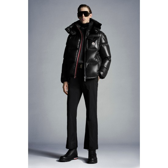 2022 Moncler Montbeliard Outdoor Kort Dunjacka Herr Hooded Puffer Dunrock Vinterjacka Svart