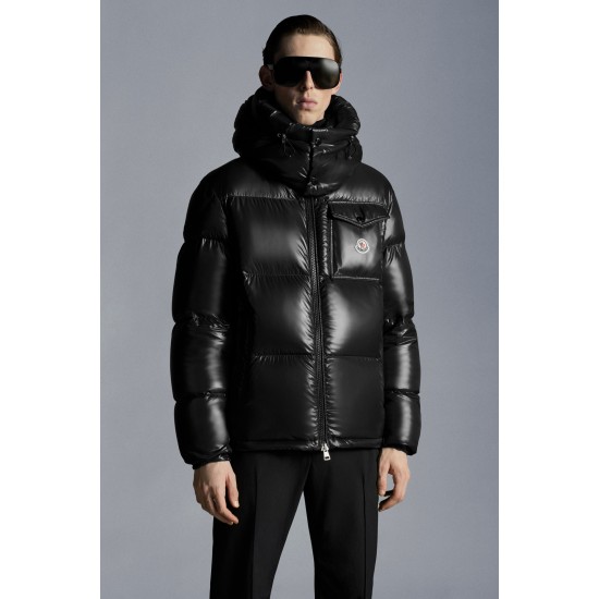 2022 Moncler Montbeliard Outdoor Kort Dunjacka Herr Hooded Puffer Dunrock Vinterjacka Svart