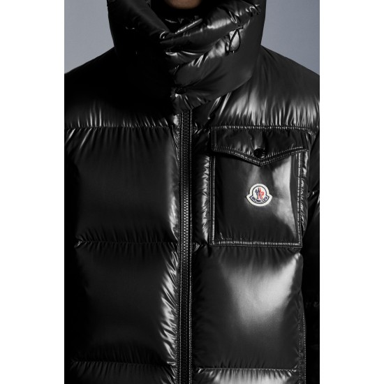 2022 Moncler Montbeliard Outdoor Kort Dunjacka Herr Hooded Puffer Dunrock Vinterjacka Svart