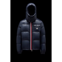 2022 Moncler Montbeliard Outdoor Kort Dunjacka Herr Hooded Puffer Dunrock Vinterjacka Natt Blå