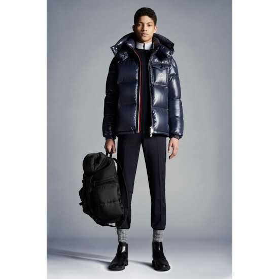 2022 Moncler Montbeliard Outdoor Kort Dunjacka Herr Hooded Puffer Dunrock Vinterjacka Natt Blå