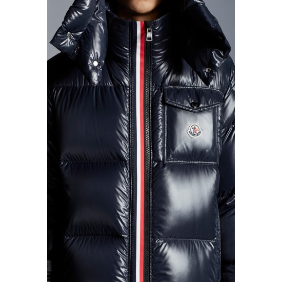 2022 Moncler Montbeliard Outdoor Kort Dunjacka Herr Hooded Puffer Dunrock Vinterjacka Natt Blå