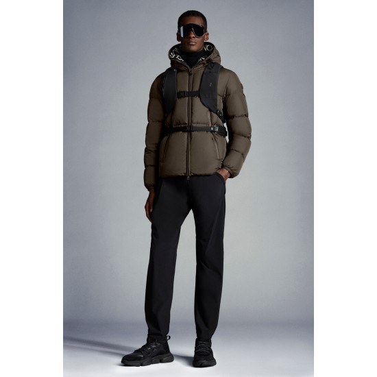 2022 Moncler Montcla Dunjacka Herr Hooded Puffer Dunrock Vinterjacka Kort Olive Grön