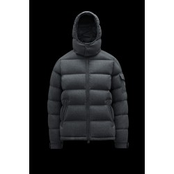 2022 Moncler Montgenevre Kort Dunjacka Herr Hooded Puffer Dunrock Vinterjacka Melange Medium Gray