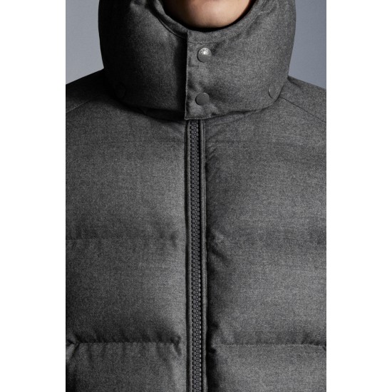 2022 Moncler Montgenevre Kort Dunjacka Herr Hooded Puffer Dunrock Vinterjacka Melange Medium Gray