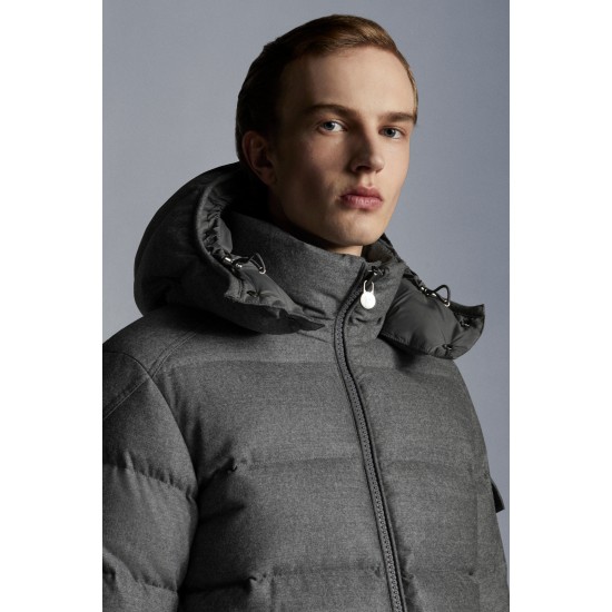 2022 Moncler Montgenevre Kort Dunjacka Herr Hooded Puffer Dunrock Vinterjacka Melange Medium Gray