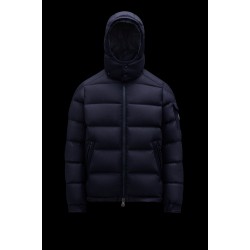 2022 Moncler Montgenevre Kort Dunjacka Herr Hooded Puffer Dunrock Vinterjacka Natt Blå