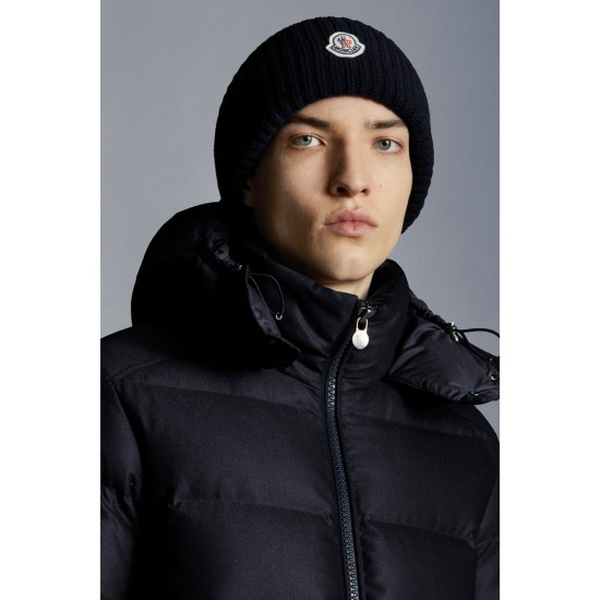 2022 Moncler Montgenevre Kort Dunjacka Herr Hooded Puffer Dunrock Vinterjacka Natt Blå