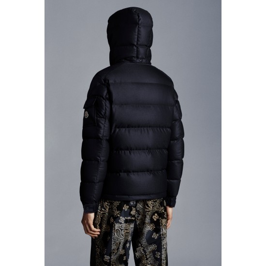 2022 Moncler Montgenevre Kort Dunjacka Herr Hooded Puffer Dunrock Vinterjacka Natt Blå