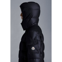 2022 Moncler Montgenevre Kort Dunjacka Herr Hooded Puffer Dunrock Vinterjacka Natt Blå