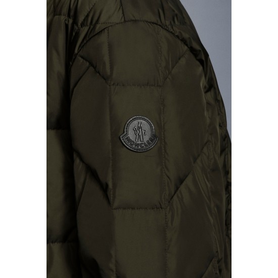 2022 Moncler Moreau Casual Kort Dunjacka Herr Dunrock Zip Up Vinterjacka Army Grön