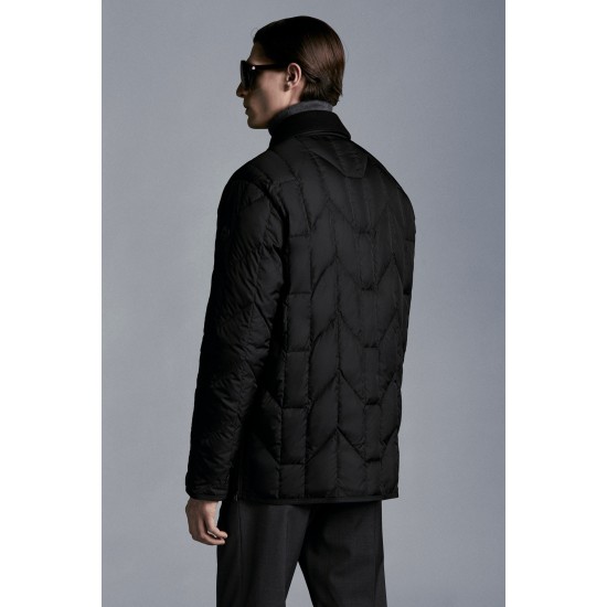 2022 Moncler Moreau Casual Kort Dunjacka Herr Dunrock Zip Up Vinterjacka Svart