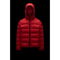 2022 Moncler Myosotis Kort Dunjacka Hooded Herr Dunrock Vinterjacka Scarlet Röd