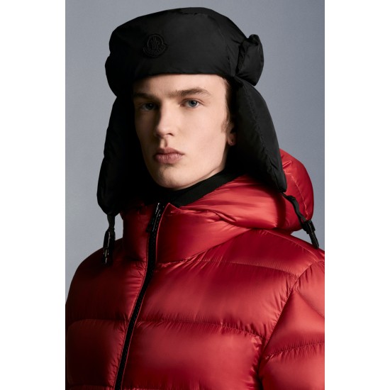 2022 Moncler Myosotis Kort Dunjacka Hooded Herr Dunrock Vinterjacka Scarlet Röd