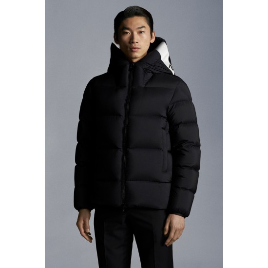 2022 Moncler Odart Kort Dunjacka Herr Hooded Puffer Dunrock Vinterjacka Svart