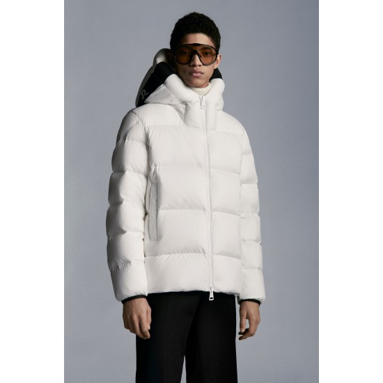 2022 Moncler Odart Kort Dunjacka Herr Hooded Puffer Dunrock Vinterjacka Off Vit