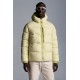 2022 Moncler Paviot Kort Dunjacka Hooded Herr Dunrock Vinterjacka Cream Gul