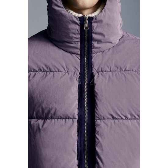 2022 Moncler Paviot Kort Dunjacka Hooded Herr Dunrock Vinterjacka Shocking Lila