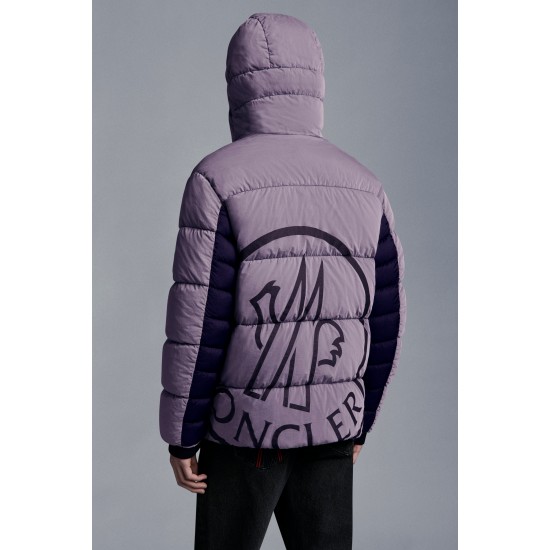 2022 Moncler Paviot Kort Dunjacka Hooded Herr Dunrock Vinterjacka Shocking Lila