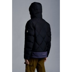 2022 Moncler Reynaud Kort Dunjacka Herr Hooded Puffer Dunrock Vinterjacka Natt Blå