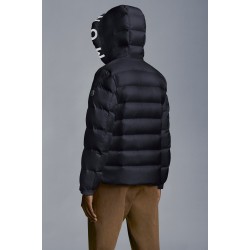 2022 Moncler Salzman Kort Dunjacka Herr Hooded Puffer Dunrock Vinterjacka Natt Blå