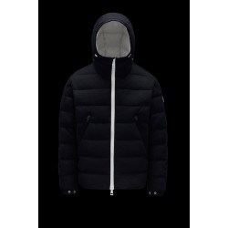 2022 Moncler Vabb Kort Dunjacka Herr Zip Up Hooded Dunrock Natt Blå