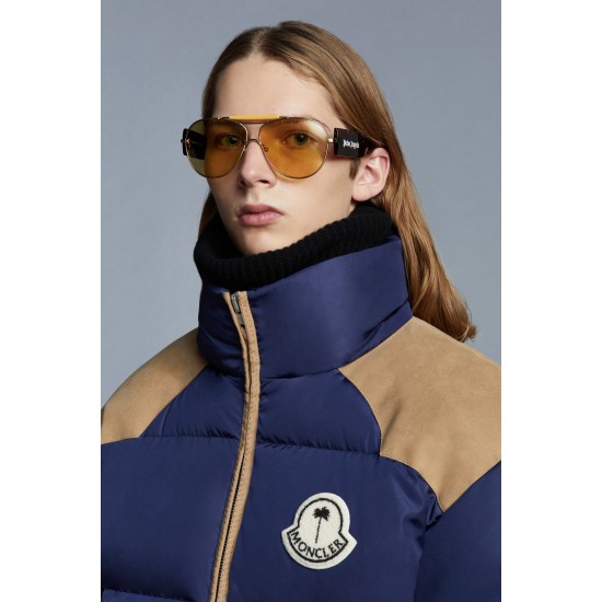 8 MONCLER PALM ANGELS Kelsey Kort Dunjackor Herr Dunrock Vinterjackor Natt Blå