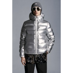 MONCLER Freville Dunjacka Herr Hooded Puffer Dunrock Vinterjacka Reversible Off Vit Silver