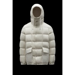 MONCLER Grimblat Kort Dunjacka Herr Hooded Puffer Dunrock Vinterjacka Ivory Vit