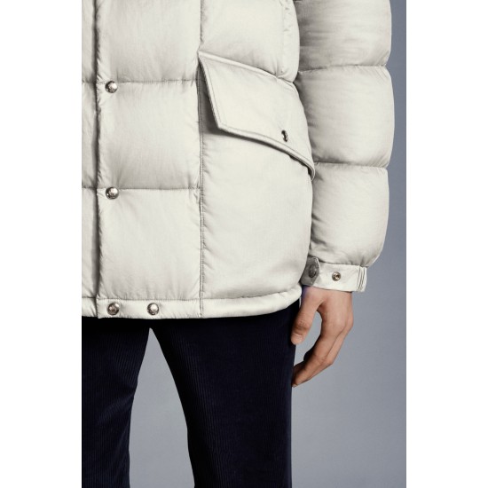 MONCLER Grimblat Kort Dunjacka Herr Hooded Puffer Dunrock Vinterjacka Ivory Vit