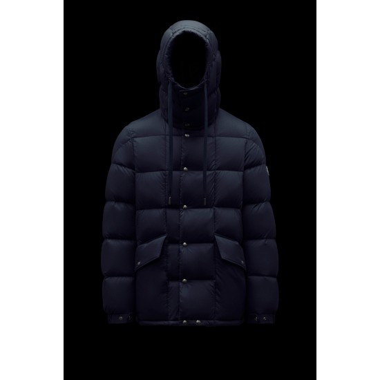 MONCLER Grimblat Kort Dunjacka Herr Hooded Puffer Dunrock Vinterjacka Natt Blå