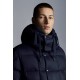 MONCLER Grimblat Kort Dunjacka Herr Hooded Puffer Dunrock Vinterjacka Natt Blå