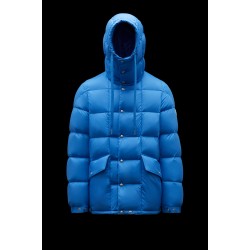 MONCLER Grimblat Kort Dunjacka Herr Hooded Puffer Dunrock Vinterjacka Sky Blå