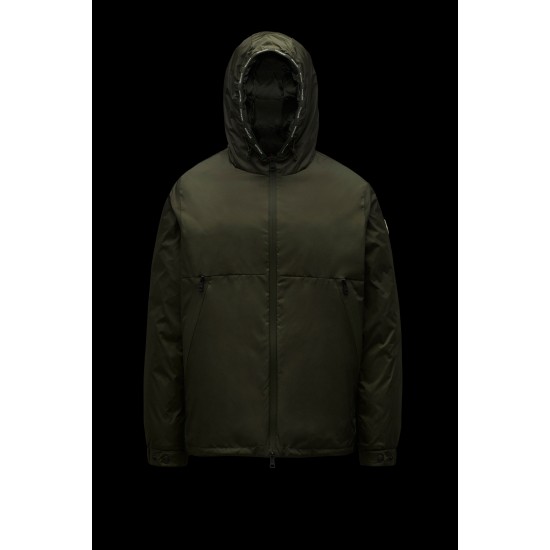 MONCLER Laurain Kort Dunjacka Herr Hooded Puffer Dunrock Vinterjacka Army Grön