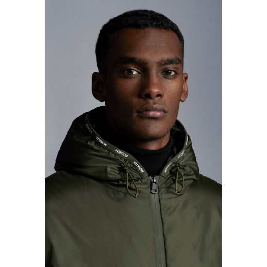 MONCLER Laurain Kort Dunjacka Herr Hooded Puffer Dunrock Vinterjacka Army Grön