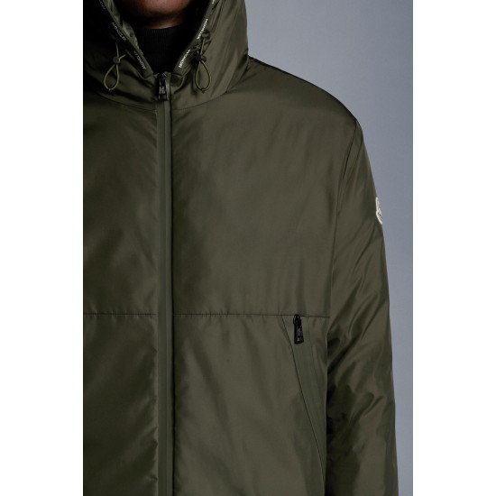 MONCLER Laurain Kort Dunjacka Herr Hooded Puffer Dunrock Vinterjacka Army Grön