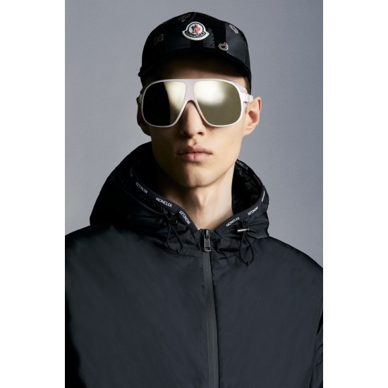 MONCLER Laurain Kort Dunjacka Herr Hooded Puffer Dunrock Vinterjacka Natt Blå