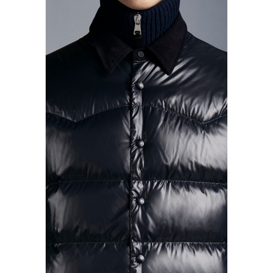 MONCLER Lemoine Overshirt Dunjacka Herr Dunrock Vinterjacka Natt Blå