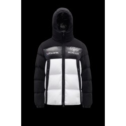 MONCLER Malavoy Kort Dunjacka Herr Hooded Puffer Dunrock Vinterjacka Svart Vit