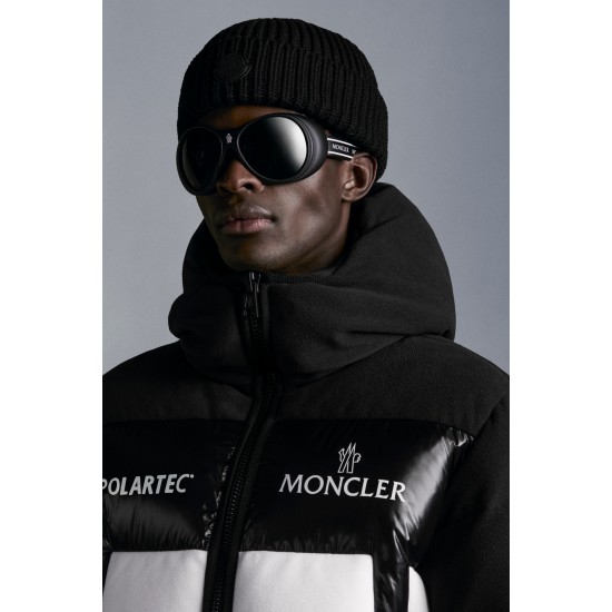 MONCLER Malavoy Kort Dunjacka Herr Hooded Puffer Dunrock Vinterjacka Svart Vit