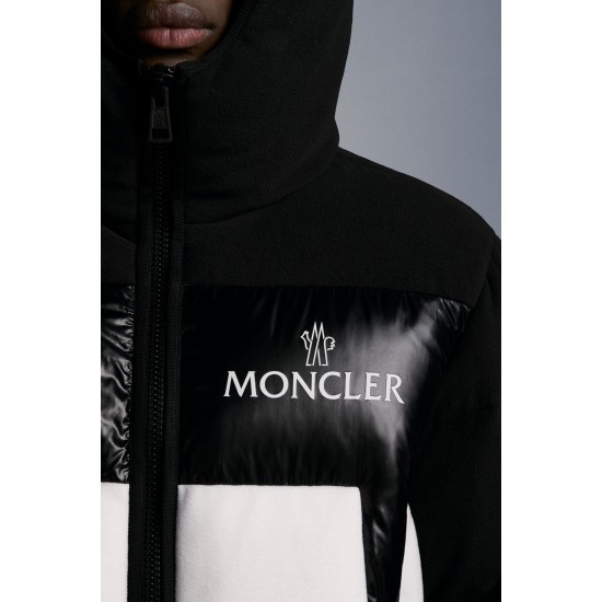 MONCLER Malavoy Kort Dunjacka Herr Hooded Puffer Dunrock Vinterjacka Svart Vit