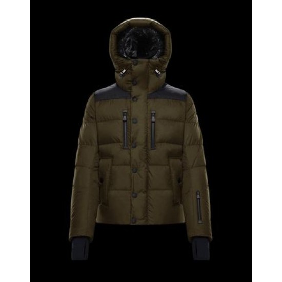 Moncler GRENOBLE Herr Puffers Hooded Dunjackor Kort Casual Style Army Grön