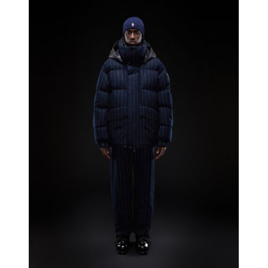 Moncler GRENOBLE Herr Puffers Hooded Dunjackor Kort Stripe Marin Blå