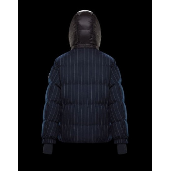 Moncler GRENOBLE Herr Puffers Hooded Dunjackor Kort Stripe Marin Blå