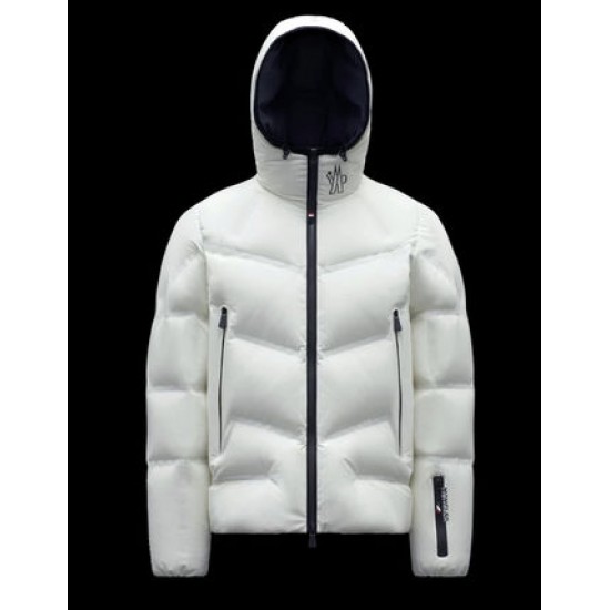 Moncler GRENOBLE Nylon Plain Logo Herr Hooded Dunjackor Vit