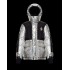 Moncler GRENOBLE Kort Nylon Logo Herr Hooded Dunjackor Silver Svart